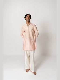 WABI SABI by Anshum-Ritesh - Scroll Medallion Peach Thread Work Kurta with Pant