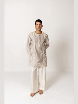 WABI SABI by Anshum-Ritesh - Bias Bel Grey Thread Work Kurta with Pant