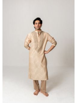 WABI SABI by Anshum-Ritesh - Dyed Orchard Crest Beige Thread Work Kurta with Pant