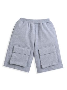 ZIP ZAP ZOOP - Grey Solid Cotton Knit Baby Cargo Shorts