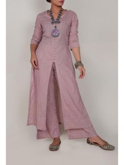 Tjori - Light Periwinkle Front Slit Kurta and Pant Set