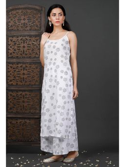 Tjori - Printed White Cotton Slip