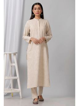 Tjori - Beige Cotton Khadi Kurta