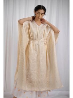 Tjori - Yellow Cotton Kaftan Side Tie