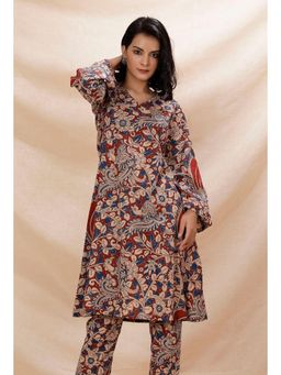 Tjori - Rust Red Kalamkari Cotton Kurta