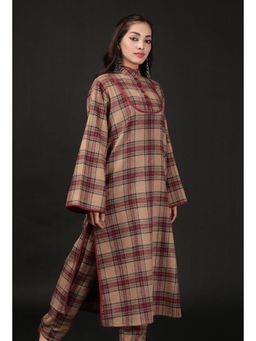 Tjori - Chestnut Brown Woven Kurta