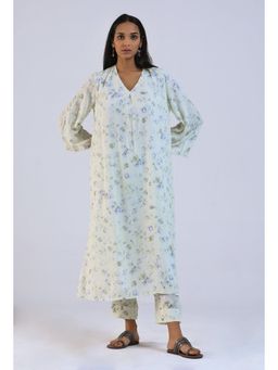 Tjori - Off White Viscose Cotton Kurta