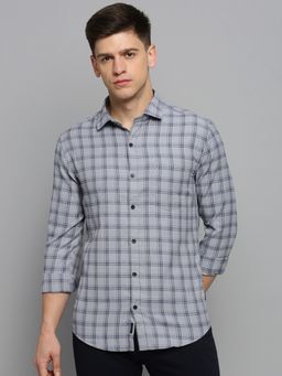 SHOWOFFFF - Mens Spread Collar Checked Grey Classic Shirt