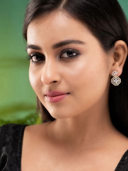 Saraf RS Jewellery - Gold Plated Ad Studded Minimal Earring