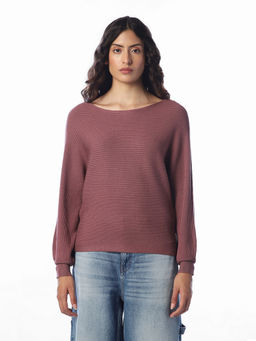 ONLY - Women Mauve Textured Polyester Blend Sweater