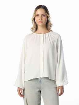 ONLY - Women White Solid/Plain Polyester Blend Top