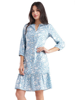 FABLE STREET - Women Blue Floral Polyester Dress