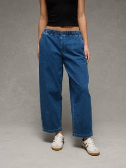 American Eagle - Women Blue Solid/Plain Cotton Blend Jeans