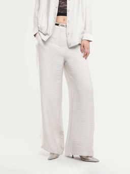 RAREISM - Women Off White Solid/Plain Viscose Blend Trouser