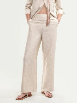 RAREISM - Women Beige Solid/Plain Viscose Blend Trouser