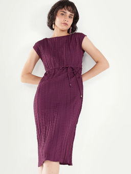 RAREISM - Women Purple Self Design Polyester Dress