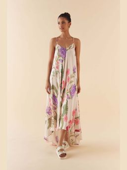 Sleeplove - Women Cream Silk Floral Dress