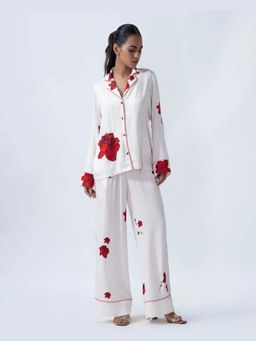 Sleeplove - Women White Modal Floral Top With Pyjama
