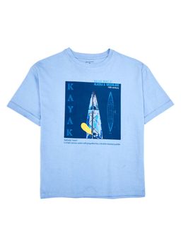 My Milestones - Blue Boys Graphic Drop Shoulder Pure Cotton T-Shirt
