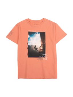 My Milestones - Peach Boys Graphic Round Neck T-Shirt Pure Cotton