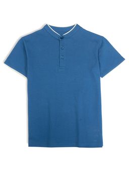 My Milestones - Blue Boys Henley Neck T-Shirt Pure Cotton