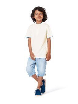 My Milestones - Off White Boys Henley Neck T-Shirt Pure Cotton