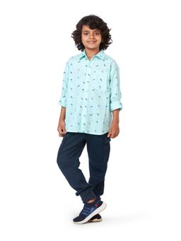 My Milestones - Blue Boys Printed Drop Shoulder Shirt