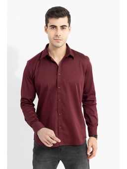Snitch - On Loop Maroon Satin Stretch Shirt for Men
