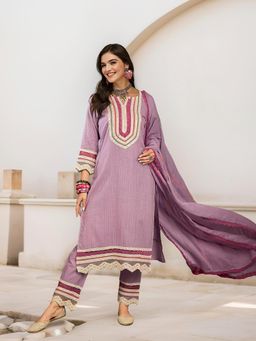 ISHIN - Lace Work Kurta with Pant and Dupatta (Set of 3)