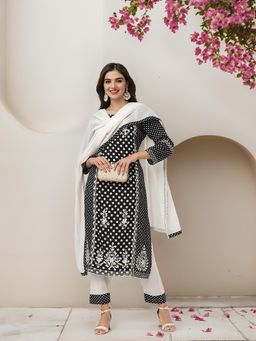 ISHIN - Polka Dot Kurta with Pant and Dupatta (Set of 3)