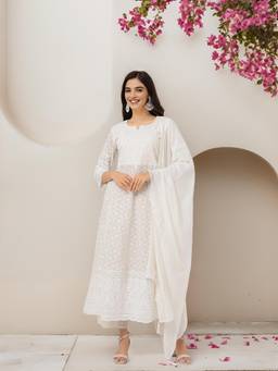 ISHIN - Embroided Anarkali Kurta with Pant and Dupatta (Set of 3)