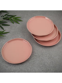 HomeTown - Palette Ceramic 8 Inch Small Plate 4 Pcs In Pink Colour