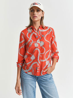 GANT - Women Red Spread Collar Full Sleeves Shirt