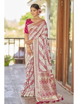 Manohari - Women Designer Woven Work Off White Saree with Unstitched Blouse