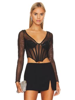 Bardot - Sequin Mesh Corset Top