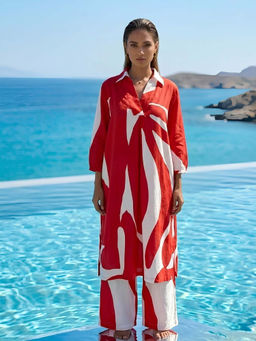 Poppi - Red Rosso Printed Kurta and Palazzos Set