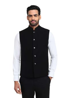 Raymond - Black Contemporary Fit Satin Waistcoat