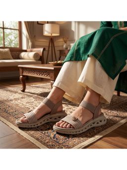 Global Step - Aero knit Sling Platform Beige Sandals