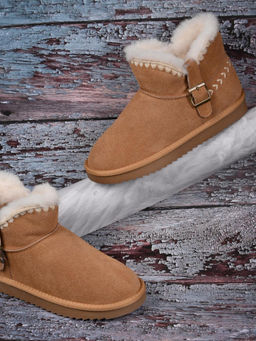 Ronnie Grey - Women Camel Tan Solid Snug Casual Boots