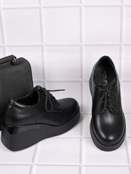 Ronnie Grey - Women Black Solid Wedge Heel Casual Boots