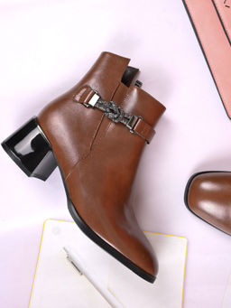 Ronnie Grey - Women Brown Solid Ankle Length Casual Boots