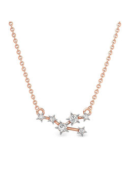 Candere by Kalyan Jewellers - 18Kt Rose Gold and Diamond Taurus Zodiac Necklace