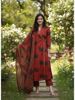 Gahan - Womens Viscose Rayon Angarkha Printed Kurta With Pant & Dupatta