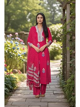Gahan - Womens Viscose Rayon Straight Embroidered Kurta With Pant & Dupatta