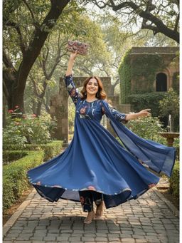 Gahan - Womens Viscose Rayon Anarkali Floral Kurta With Pant & Dupatta