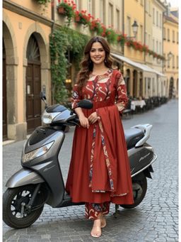 Gahan - Womens Viscose Rayon Anarkali Floral Kurta With Pant & Dupatta