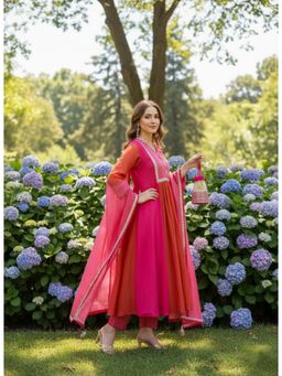 Gahan - Womens Viscose Rayon Anarkali Colorblock Kurta With Pant & Dupatta