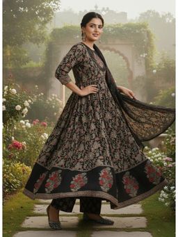 Gahan - Womens Viscose Rayon Anarkali Printed Kurta With Pant & Dupatta