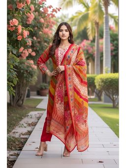Gahan - Womens Viscose Rayon Straight Printed Kurta With Pant & Dupatta