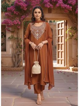 Gahan - Womens Viscose Rayon Straight Embroidered Kurta With Pant & Dupatta